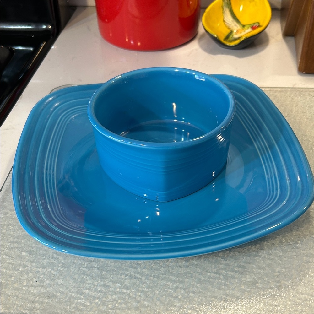 Fiestaware turquoise Ceramic Chip & Dip Serving Set - Home Dining or replacement
